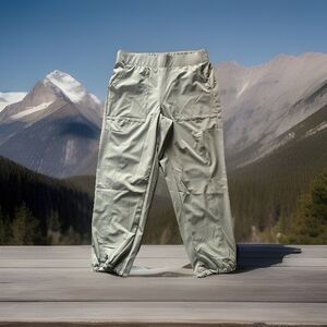 Apana Women Green Cargo Jogger Pants Elastic Waist Drawstring Pants  Size L